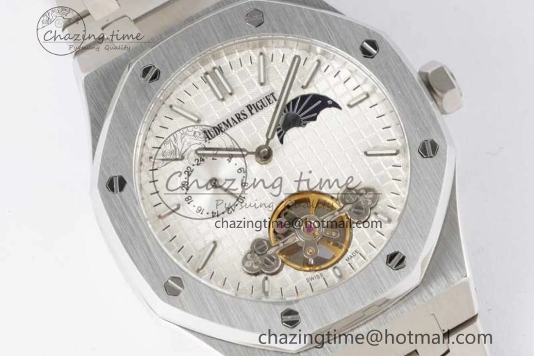 Royal Oak Fake Tourbillon SS ABF White Dial on SS Bracelet A23J (Erotic)