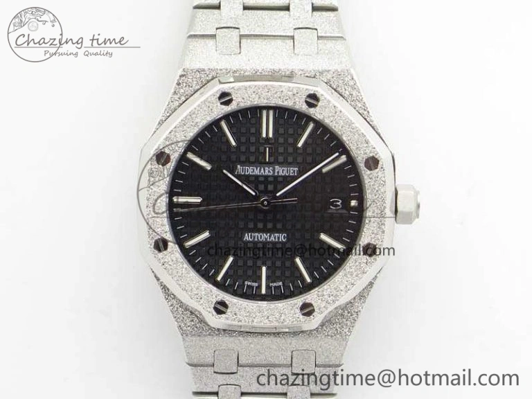 Royal Oak Jumbo 15454 Frosted 37mm JHF Best Edition Black Dial On SS Bracelet A3120