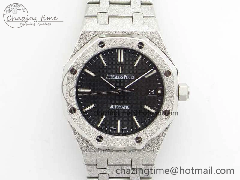Royal Oak Jumbo 15454 Frosted 37mm JHF Best Edition Black Dial On SS Bracelet A3120