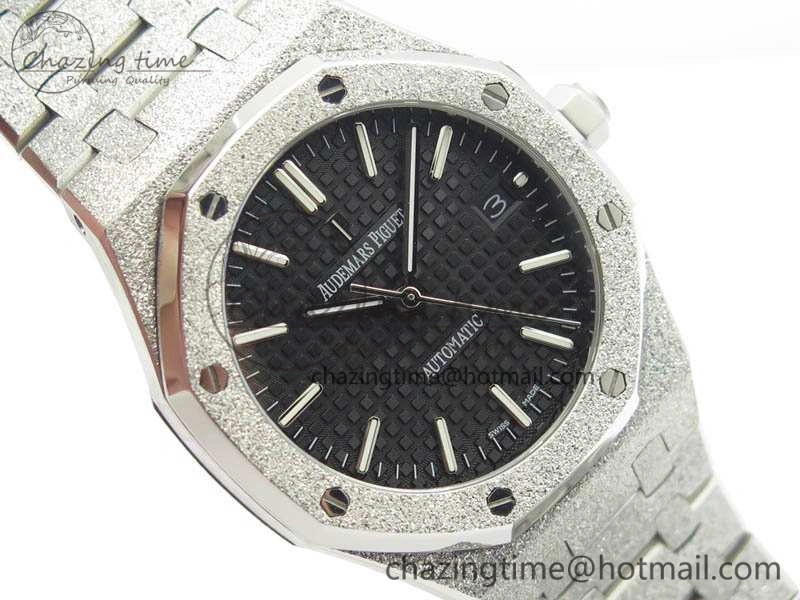 Royal Oak Jumbo 15454 Frosted 37mm JHF Best Edition Black Dial On SS Bracelet A3120