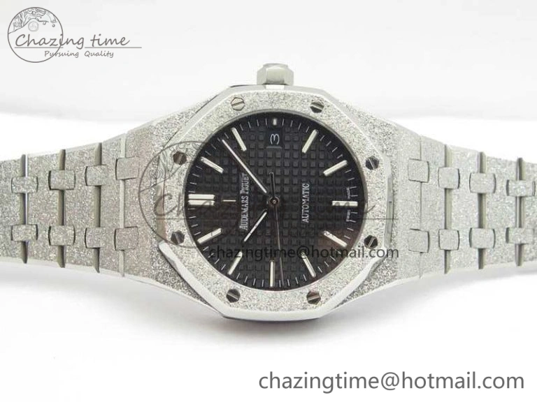 Royal Oak Jumbo 15454 Frosted 37mm JHF Best Edition Black Dial On SS Bracelet A3120