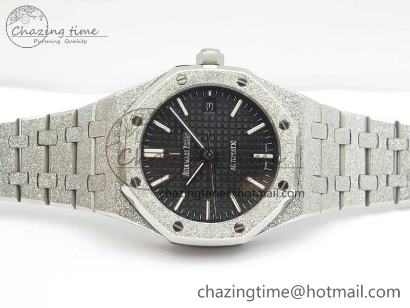 Royal Oak Jumbo 15454 Frosted 37mm JHF Best Edition Black Dial On SS Bracelet A3120