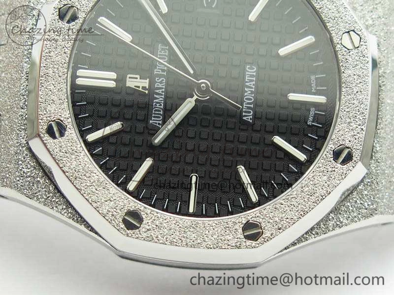 Royal Oak Jumbo 15454 Frosted 37mm JHF Best Edition Black Dial On SS Bracelet A3120