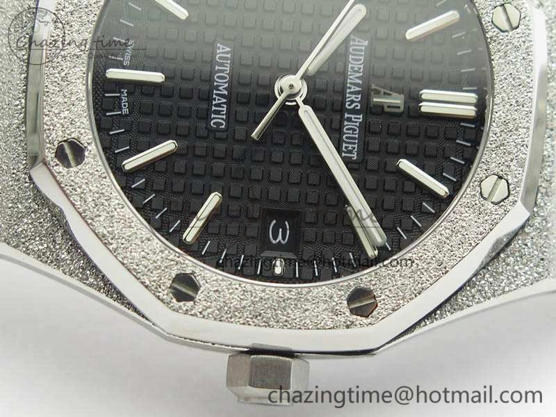 Royal Oak Jumbo 15454 Frosted 37mm JHF Best Edition Black Dial On SS Bracelet A3120