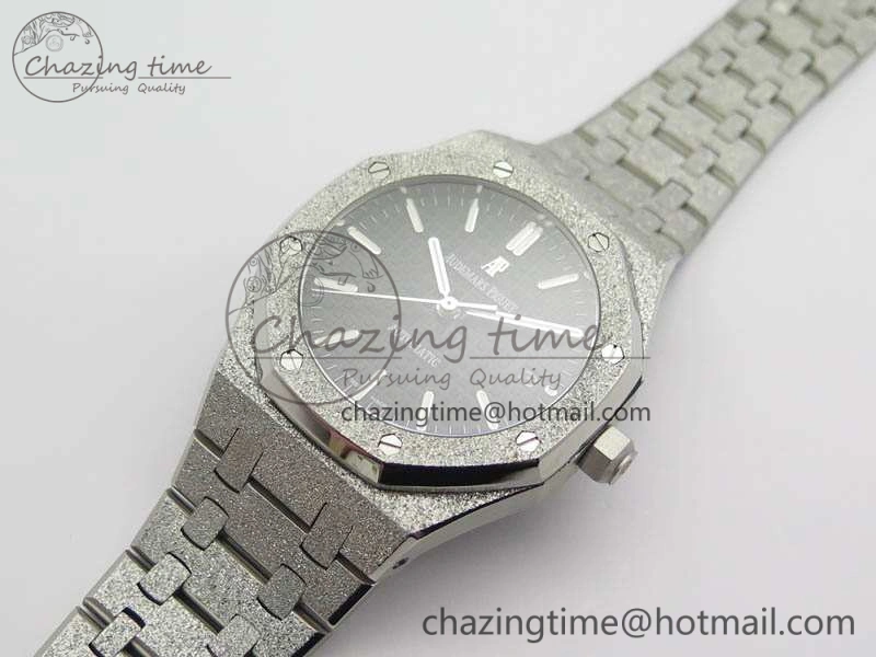 Royal Oak Jumbo 15454 Frosted 37mm JHF Best Edition Black Dial On SS Bracelet A3120