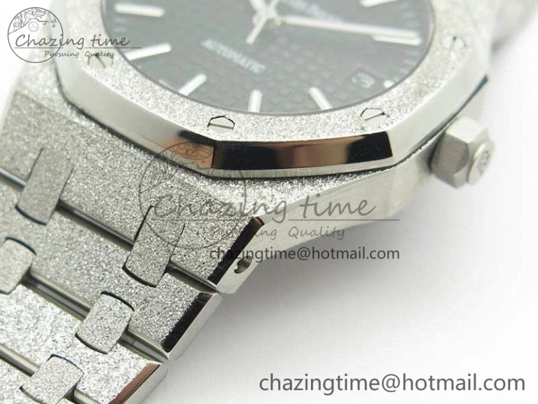Royal Oak Jumbo 15454 Frosted 37mm JHF Best Edition Black Dial On SS Bracelet A3120
