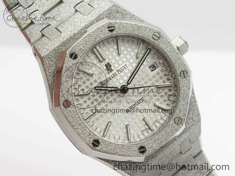 Royal Oak Jumbo 15454 Frosted 37mm JHF Best Edition White Dial On SS Bracelet A3120