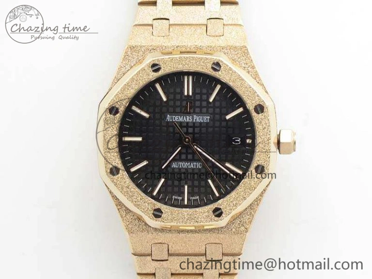 Royal Oak Jumbo 15454 RG Frosted 37mm JHF Best Edition Black Dial On RG Bracelet A3120