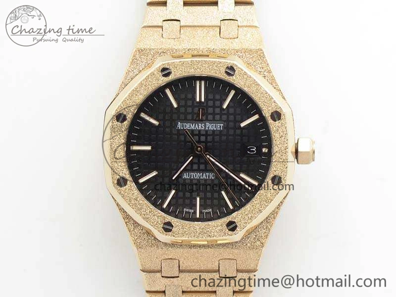 Royal Oak Jumbo 15454 RG Frosted 37mm JHF Best Edition Black Dial On RG Bracelet A3120