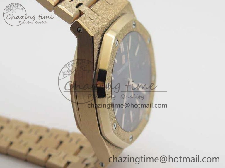 Royal Oak Jumbo 15454 RG Frosted 37mm JHF Best Edition Black Dial On RG Bracelet A3120