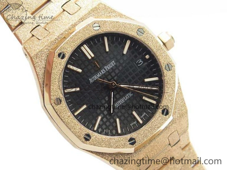 Royal Oak Jumbo 15454 RG Frosted 37mm JHF Best Edition Black Dial On RG Bracelet A3120