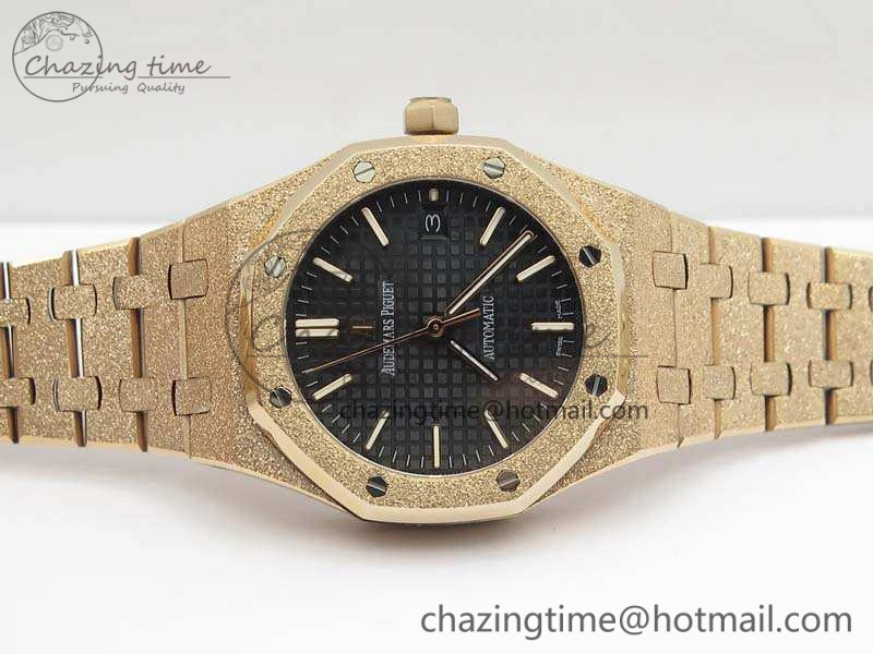 Royal Oak Jumbo 15454 RG Frosted 37mm JHF Best Edition Black Dial On RG Bracelet A3120