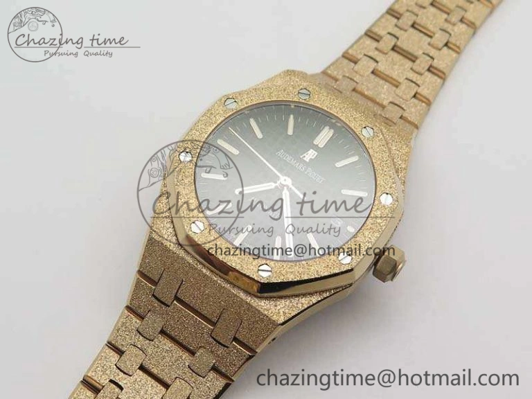 Royal Oak Jumbo 15454 RG Frosted 37mm JHF Best Edition Black Dial On RG Bracelet A3120