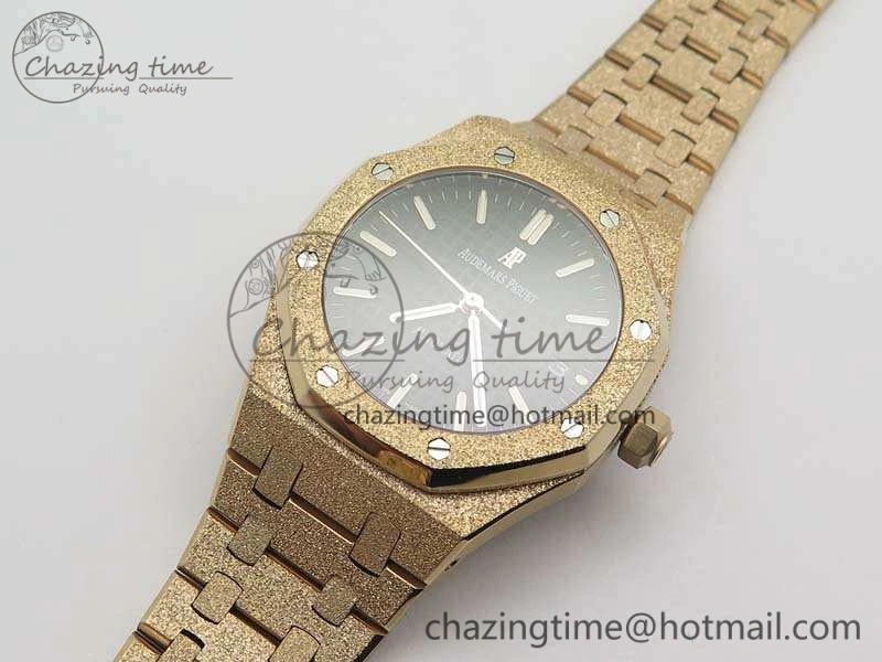 Royal Oak Jumbo 15454 RG Frosted 37mm JHF Best Edition Black Dial On RG Bracelet A3120