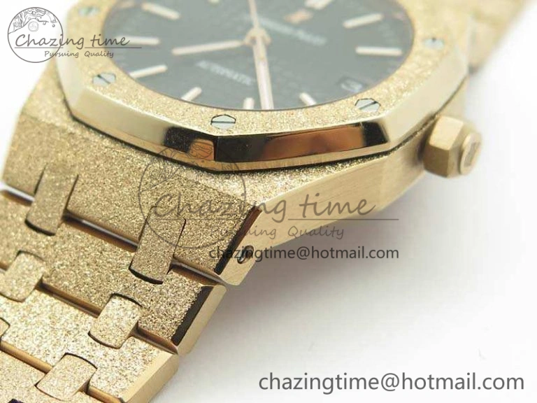 Royal Oak Jumbo 15454 RG Frosted 37mm JHF Best Edition Black Dial On RG Bracelet A3120