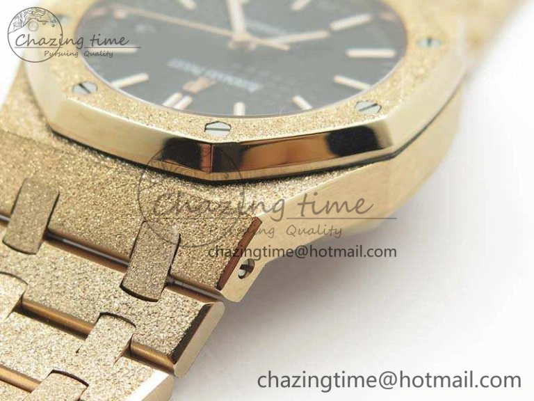 Royal Oak Jumbo 15454 RG Frosted 37mm JHF Best Edition Black Dial On RG Bracelet A3120