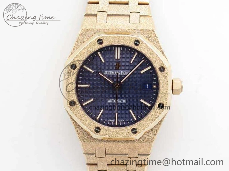 Royal Oak Jumbo 15454 RG Frosted 37mm JHF Best Edition Blue Dial On RG Bracelet A3120