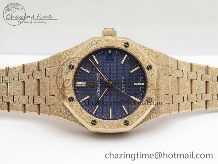 Royal Oak Jumbo 15454 RG Frosted 37mm JHF Best Edition Blue Dial On RG Bracelet A3120