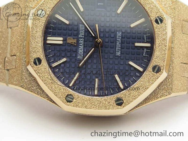 Royal Oak Jumbo 15454 RG Frosted 37mm JHF Best Edition Blue Dial On RG Bracelet A3120
