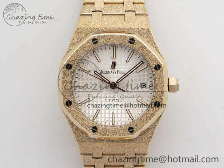 Royal Oak Jumbo 15454 RG Frosted 37mm JHF Best Edition White Dial On RG Bracelet A3120