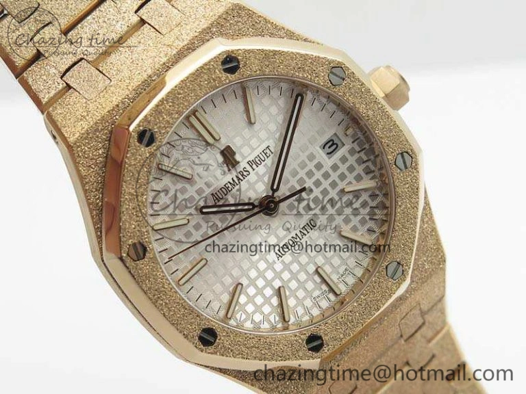 Royal Oak Jumbo 15454 RG Frosted 37mm JHF Best Edition White Dial On RG Bracelet A3120