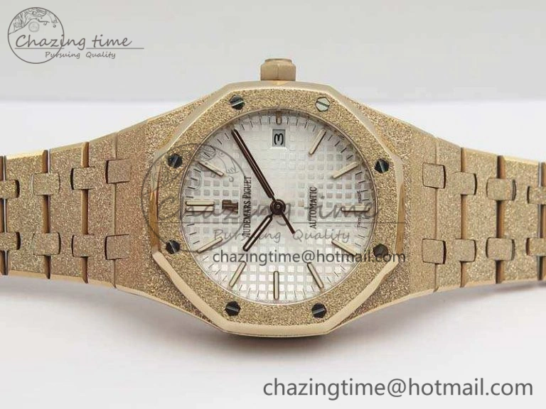 Royal Oak Jumbo 15454 RG Frosted 37mm JHF Best Edition White Dial On RG Bracelet A3120