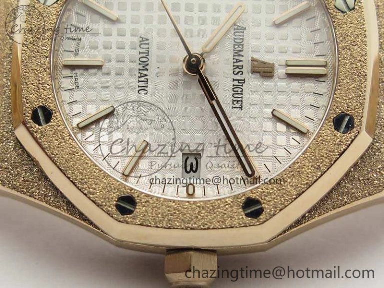 Royal Oak Jumbo 15454 RG Frosted 37mm JHF Best Edition White Dial On RG Bracelet A3120