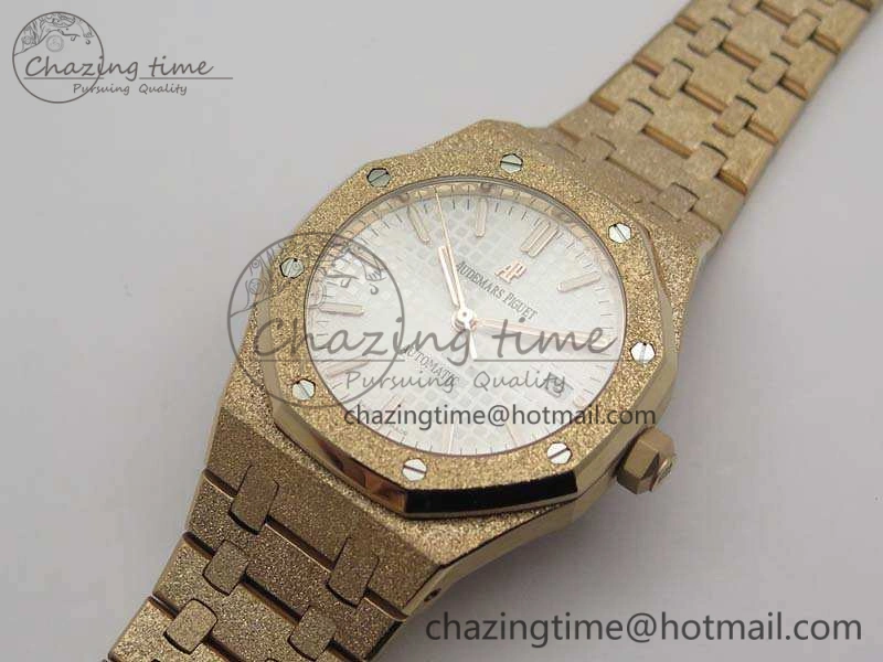 Royal Oak Jumbo 15454 RG Frosted 37mm JHF Best Edition White Dial On RG Bracelet A3120