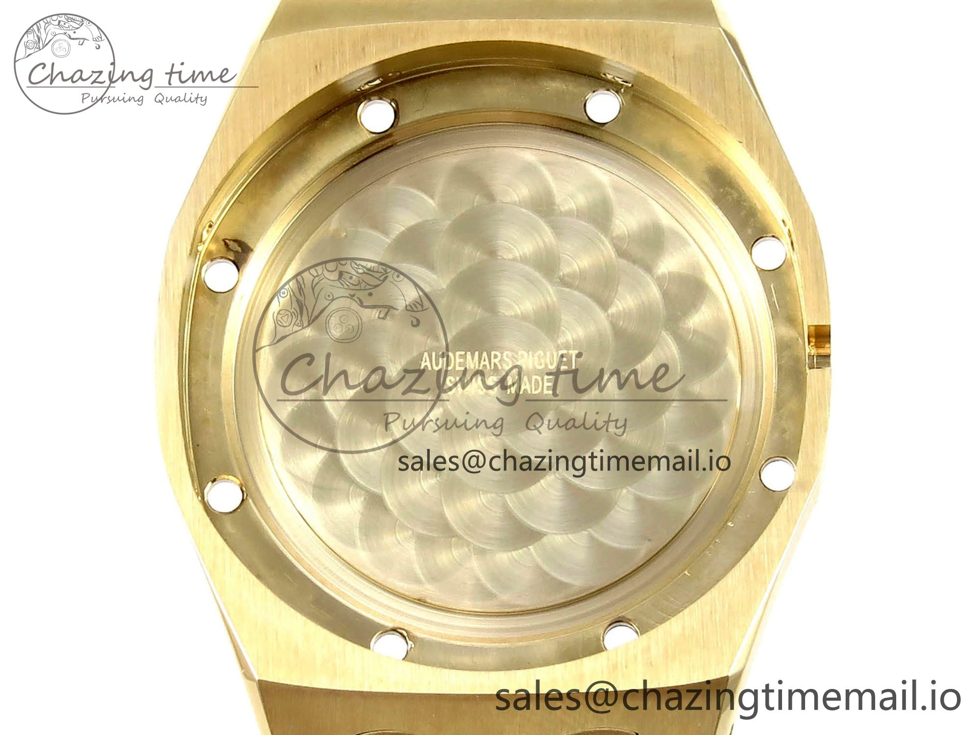 Royal Oak Ladies 33mm YG DRF Best Edition MOP Dial Diamonds Bezel on White Rubber Strap ETA Quartz