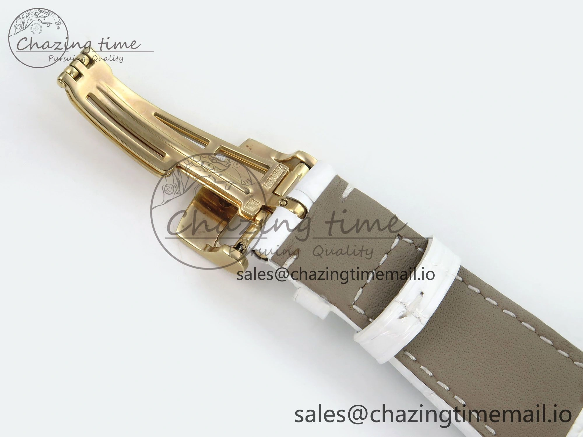 Royal Oak Ladies 33mm YG DRF Best Edition MOP Dial Diamonds Bezel on White Rubber Strap ETA Quartz