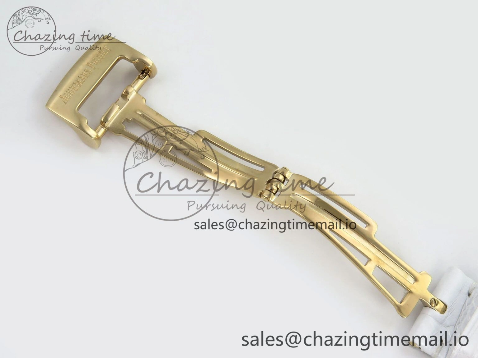 Royal Oak Ladies 33mm YG DRF Best Edition MOP Dial Diamonds Bezel on White Rubber Strap ETA Quartz