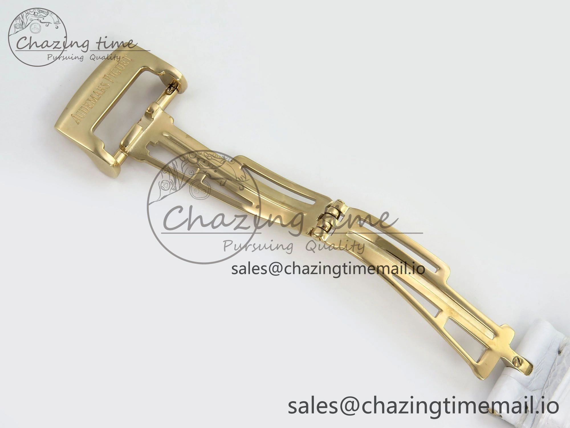 Royal Oak Ladies 33mm YG DRF Best Edition MOP Dial Diamonds Bezel on White Rubber Strap ETA Quartz