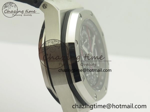 Royal Oak Offshore 2014 Black Theme JF On Black Leather Strap A3126 V2 w Cyclops And DW Mod (Free Rubber Strap)