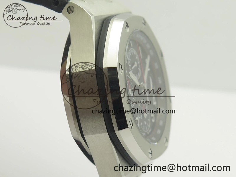 Royal Oak Offshore 2014 Black Theme JF On Black Leather Strap A3126 V2 w Cyclops And DW Mod (Free Rubber Strap)