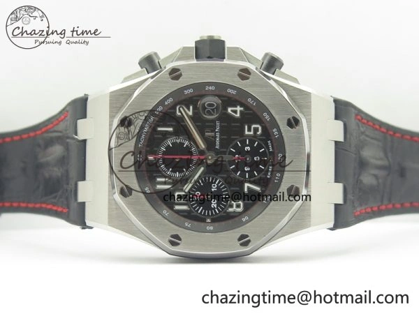 Royal Oak Offshore 2014 Black Theme JF On Black Leather Strap A3126 V2 w Cyclops And DW Mod (Free Rubber Strap)