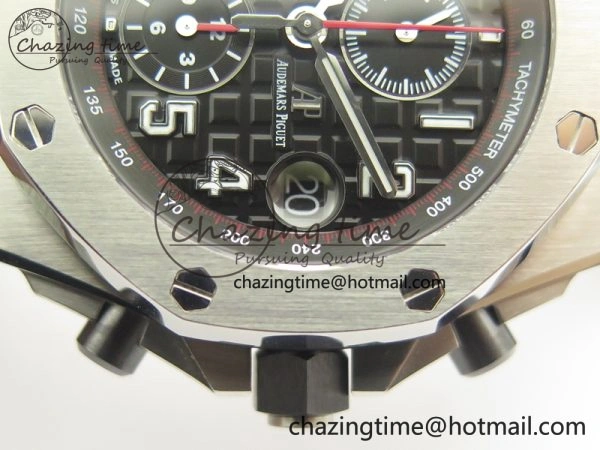 Royal Oak Offshore 2014 Black Theme JF On Black Leather Strap A3126 V2 w Cyclops And DW Mod (Free Rubber Strap)