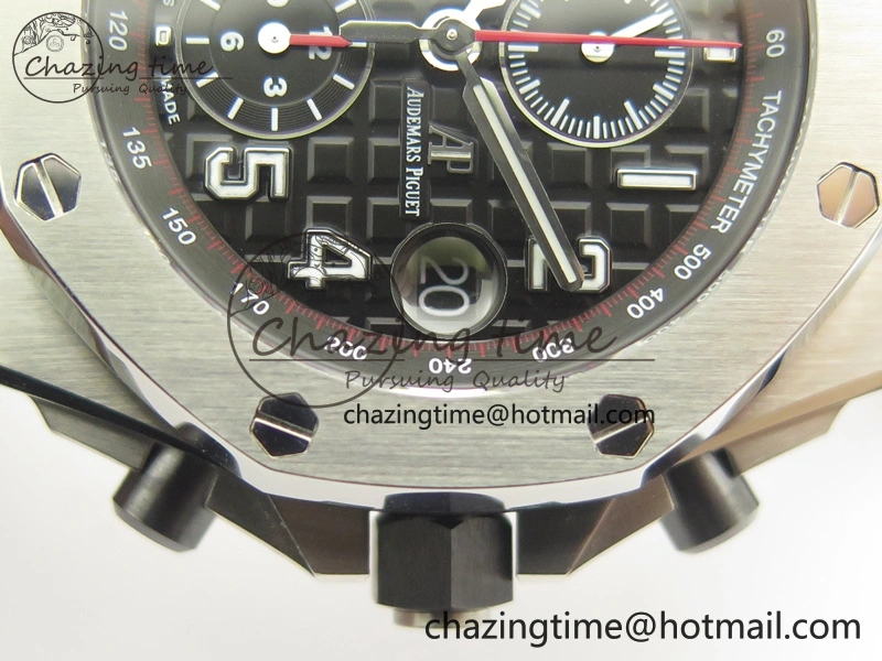 Royal Oak Offshore 2014 Black Theme JF On Black Leather Strap A3126 V2 w Cyclops And DW Mod (Free Rubber Strap)