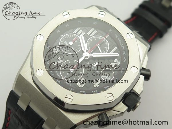 Royal Oak Offshore 2014 Black Theme JF On Black Leather Strap A3126 V2 w Cyclops And DW Mod (Free Rubber Strap)