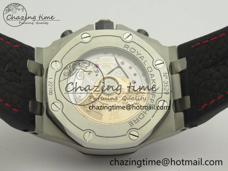 Royal Oak Offshore 2014 Black Theme JF On Black Leather Strap A3126 V2 w Cyclops And DW Mod (Free Rubber Strap)