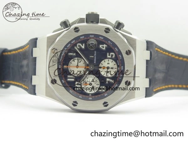 Royal Oak Offshore 2014 Blue Theme JF On Blue Leather Strap A3126 V2 w Cyclops And DW Mod (Free Rubber Strap)