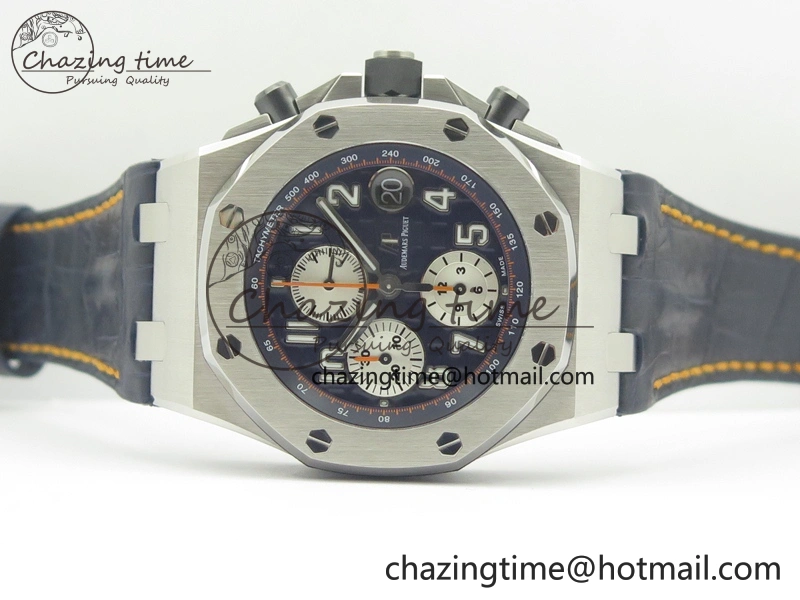 Royal Oak Offshore 2014 Blue Theme JF On Blue Leather Strap A3126 V2 w Cyclops And DW Mod (Free Rubber Strap)