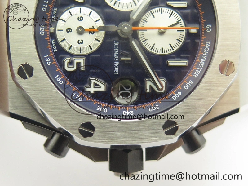 Royal Oak Offshore 2014 Blue Theme JF On Blue Leather Strap A3126 V2 w Cyclops And DW Mod (Free Rubber Strap)