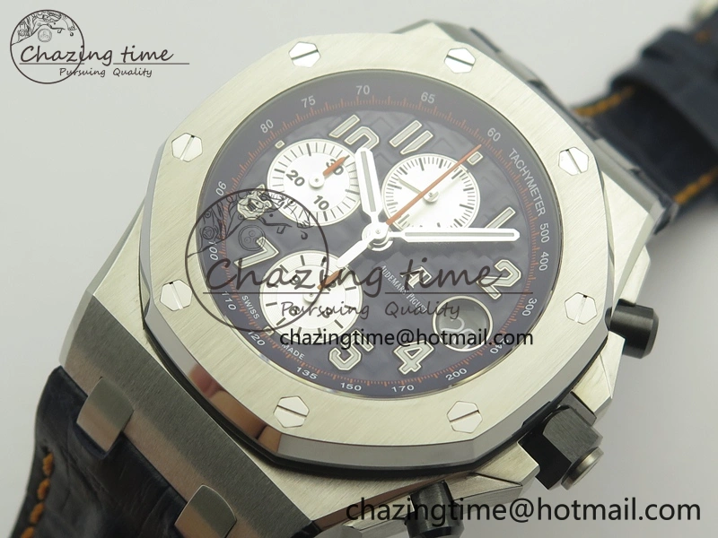 Royal Oak Offshore 2014 Blue Theme JF On Blue Leather Strap A3126 V2 w Cyclops And DW Mod (Free Rubber Strap)