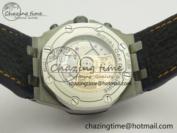 Royal Oak Offshore 2014 Blue Theme JF On Blue Leather Strap A3126 V2 w Cyclops And DW Mod (Free Rubber Strap)
