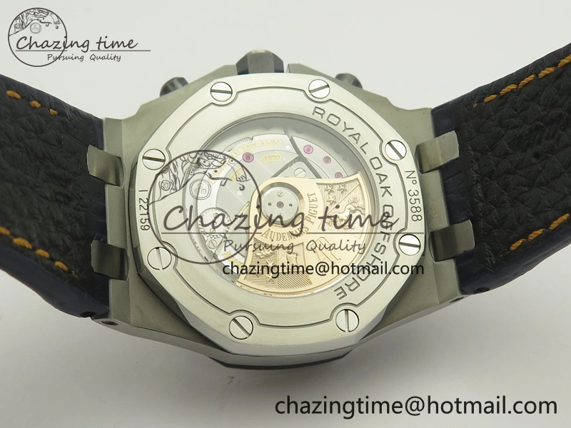 Royal Oak Offshore 2014 Blue Theme JF On Blue Leather Strap A3126 V2 w Cyclops And DW Mod (Free Rubber Strap)