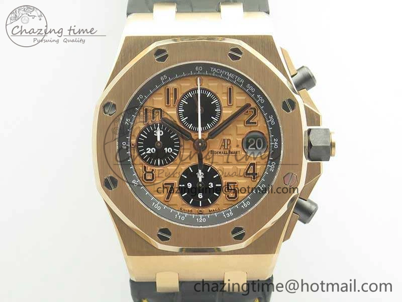 Royal Oak Offshore 2014 Gold Theme JF 1:1 Best Edition On Leather Strap A3126 (Free Rubber Strap) V2