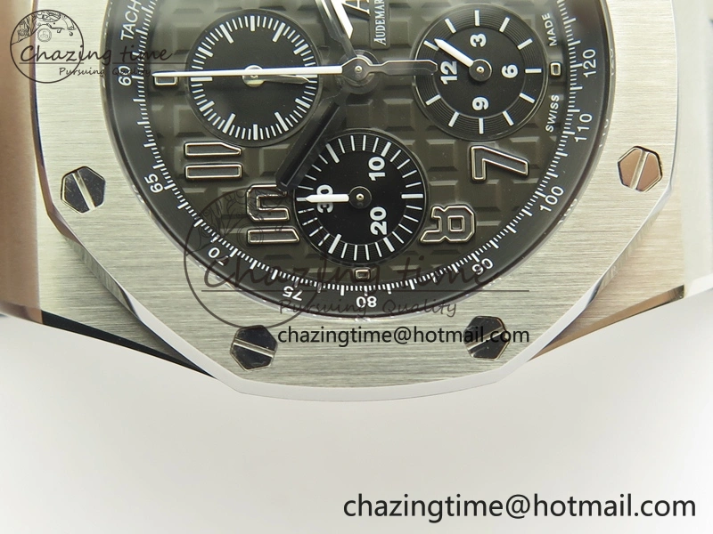 Royal Oak Offshore 2014 Gray Theme JF On Gray Leather Strap A3126 V2 w Cyclops And DW Mod (Free Rubber Strap)