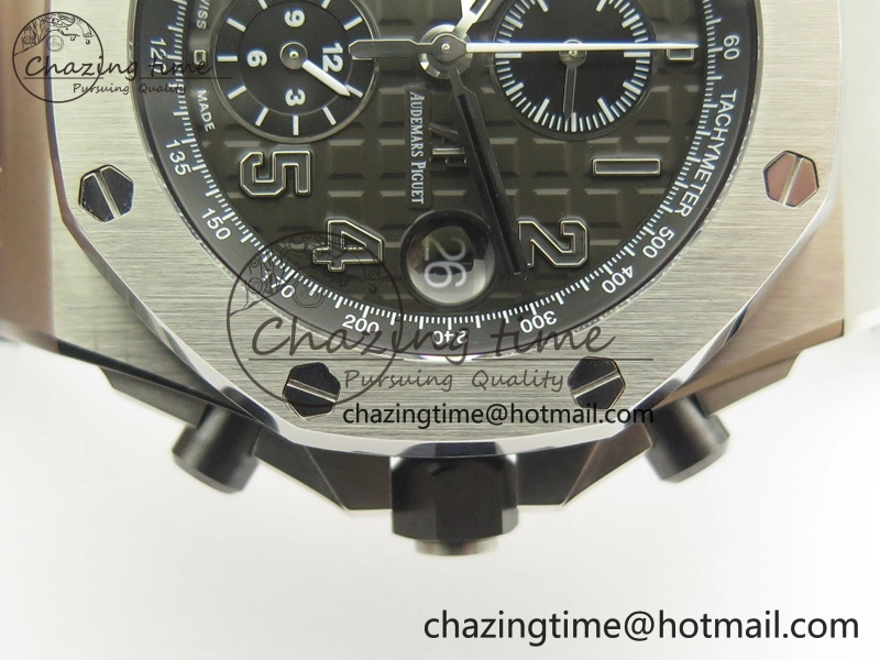 Royal Oak Offshore 2014 Gray Theme JF On Gray Leather Strap A3126 V2 w Cyclops And DW Mod (Free Rubber Strap)