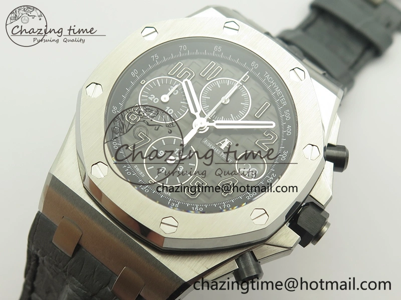 Royal Oak Offshore 2014 Gray Theme JF On Gray Leather Strap A3126 V2 w Cyclops And DW Mod (Free Rubber Strap)