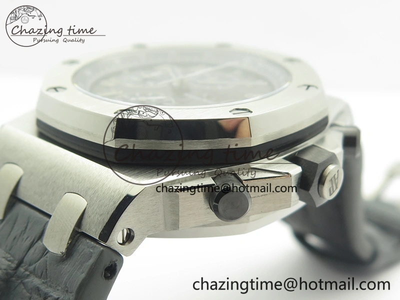Royal Oak Offshore 2014 Gray Theme JF On Gray Leather Strap A3126 V2 w Cyclops And DW Mod (Free Rubber Strap)